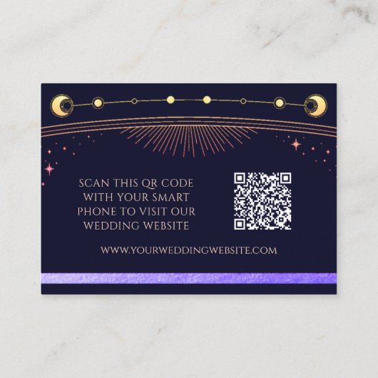 Mystical Rainbow Blue Weddenschap Website RSVP QR  Informatiekaartje (Achterkant)