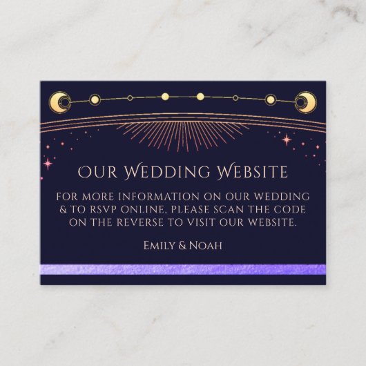 Mystical Rainbow Blue Weddenschap Website RSVP QR  Informatiekaartje (Voorkant)