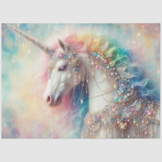 Mystical Rainbow Mane Unicorn Craft Decoupage  Tissuepapier (Voorkant)