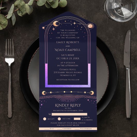 Mystical Rainbow Sun Star Moon Astronomie Space All In One Uitnodiging