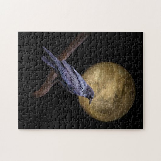 Mystical Raven and Moon in Night Challistic Legpuzzel (Horizontaal)