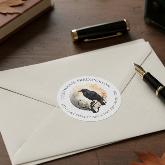 Mystical Raven Moon Art Return Address Labels