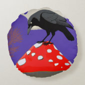 🟢 Mystical Raven Round Cushion Rond Kussen (Achterkant)
