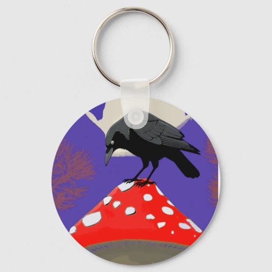 🗝️ Mystical Raven Round Keychain (Voorkant)