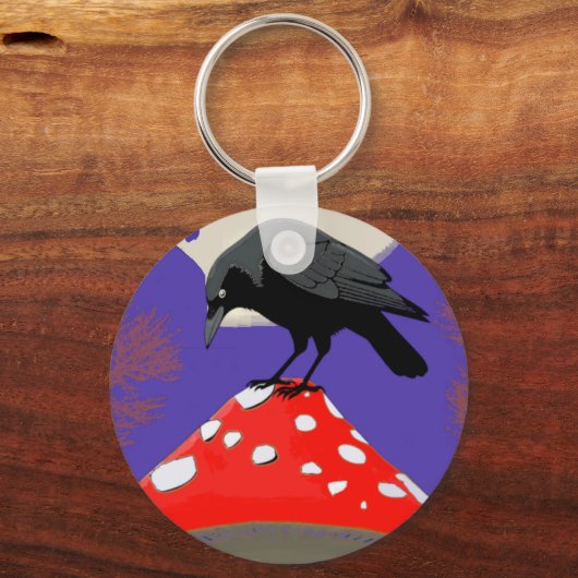 🗝️ Mystical Raven Round Keychain (Achterkant)
