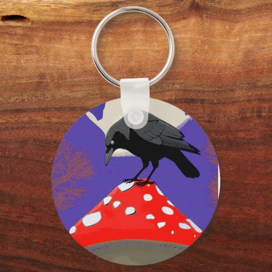 🗝️ Mystical Raven Round Keychain (Voorkant)