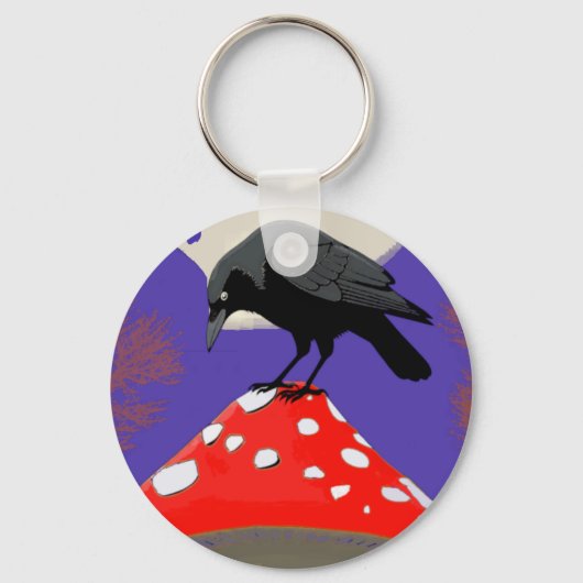 🗝️ Mystical Raven Round Keychain (Achterkant)