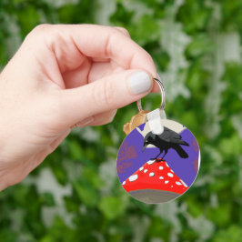 🗝️ Mystical Raven Round Keychain