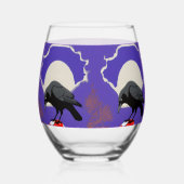 🥂 Mystical Raven Stemless Wine Glass Wijnglas Zonder Voet (Achterkant)