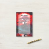 Mystical Red Tree Under Full Moon Post-it® Notes (Op bureau)