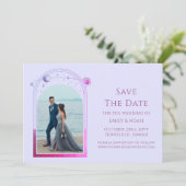 Mystical roze Blue Sun Star Moon Astronomie Space Save The Date (Staand voorkant)