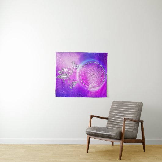 Mystical roze en Blue Embossed Dream Catcher Wandkleed (In Situ (horizontaal))