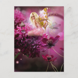 Mystical Roze Fantasy Fairy Flower Garden Art Briefkaart