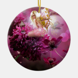 Mystical Roze Fantasy Fairy Flower Garden Art Keramisch Ornament