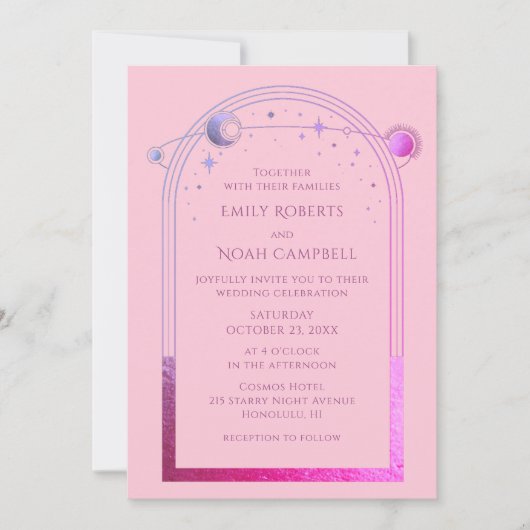 Mystical roze Paarse Sun Star Moon Astronomie Spac Kaart (Voorkant)