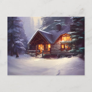 Mystical Rustic Log Cabin van de Evergreens Briefkaart