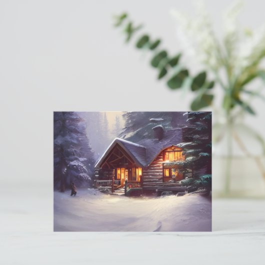 Mystical Rustic Log Cabin van de Evergreens Briefkaart (Staand voorkant)