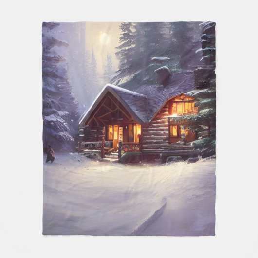 Mystical Rustic Log Cabin van de Evergreens Fleece Deken (Voorkant)