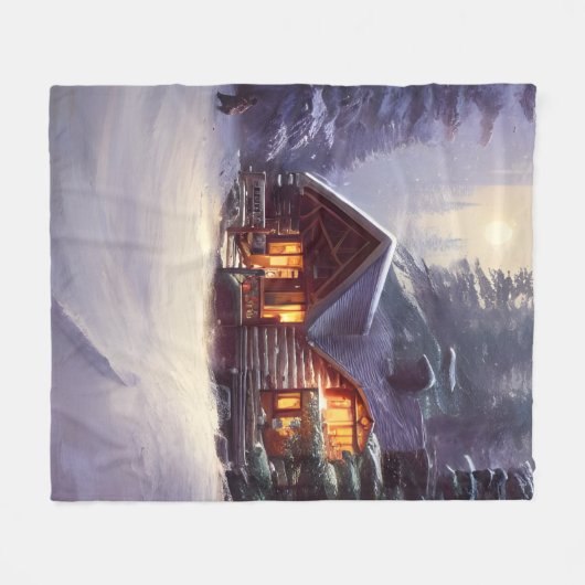 Mystical Rustic Log Cabin van de Evergreens Fleece Deken (Voorkant (Horizontaal))