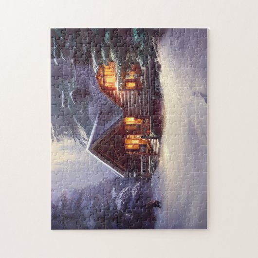 Mystical Rustic Log Cabin van de Evergreens Legpuzzel (Verticaal)