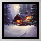 Mystical Rustic Log Cabin van de Evergreens Poster (Voorkant)