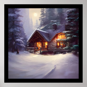 Mystical Rustic Log Cabin van de Evergreens Poster