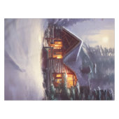 Mystical Rustic Log Cabin van de Evergreens Tafelkleed (Voorkant (Horizontaal))