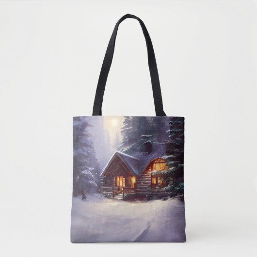 Mystical Rustic Log Cabin van de Evergreens Tote Bag (Voorkant)