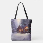 Mystical Rustic Log Cabin van de Evergreens Tote Bag (Achterkant)