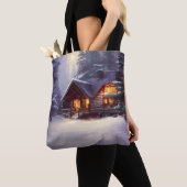 Mystical Rustic Log Cabin van de Evergreens Tote Bag (Dichtbij)