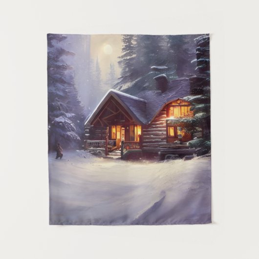 Mystical Rustic Log Cabin van de Evergreens Wandkleed (Voorkant)