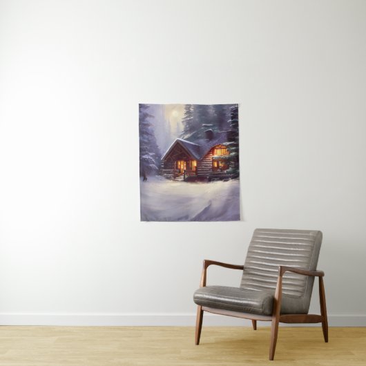 Mystical Rustic Log Cabin van de Evergreens Wandkleed (In situ)