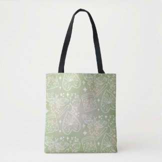Mystical Sage Green Canvas tas – Moth, kruiden en