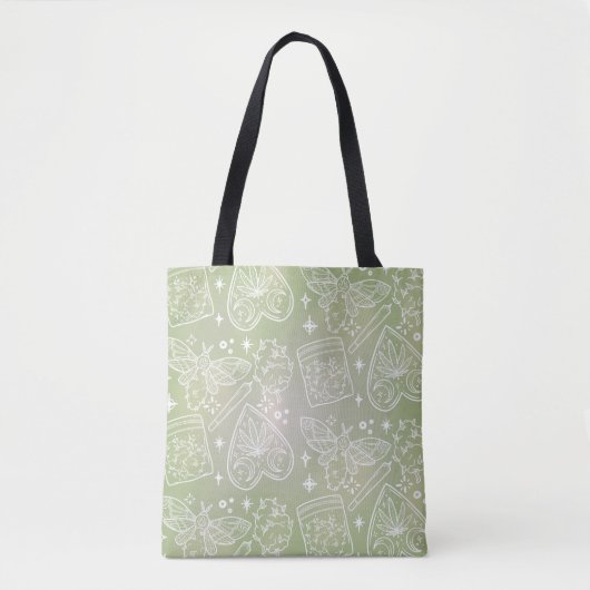 Mystical Sage Green Canvas tas – Moth, kruiden en  (Voorkant)