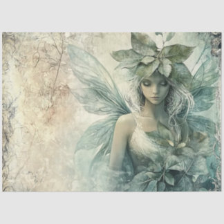 Mystical Sage Green Fairy Decoupage Tissuepapier
