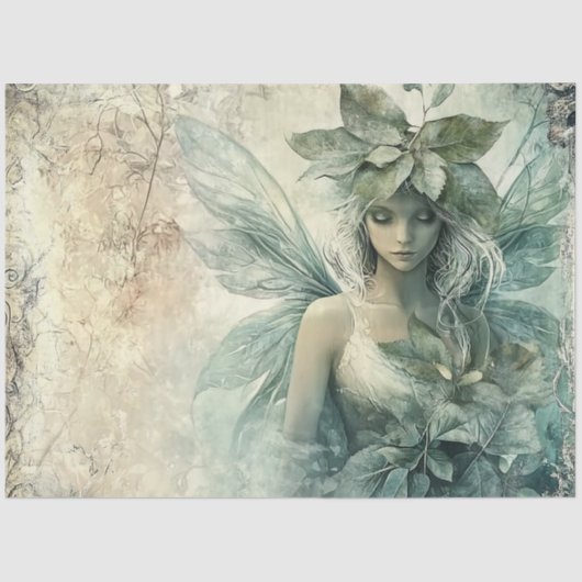 Mystical Sage Green Fairy Decoupage Tissuepapier (Voorkant)