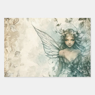 Mystical Sage Green Fairy Inpakpapier Vel