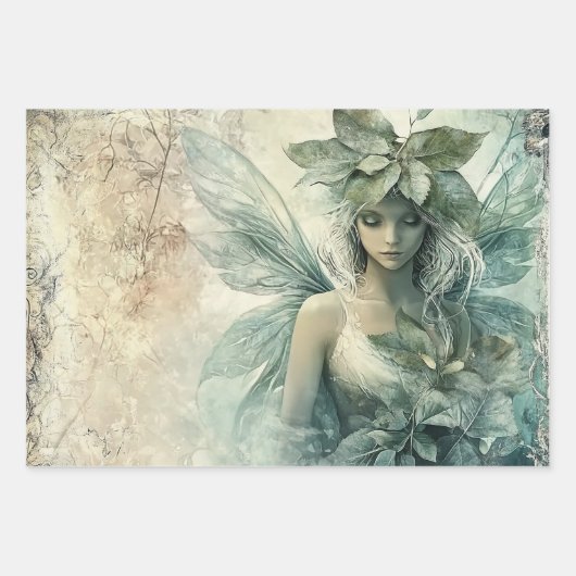 Mystical Sage Green Fairy Inpakpapier Vel (Voorkant 2)
