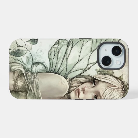 Mystical Sage Green Fairy iPhone 15 Case (Achterkant horizontaal)