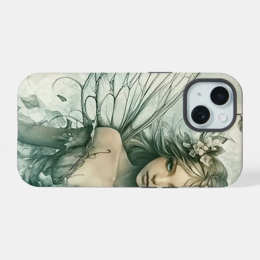 Mystical Sage Green Fairy iPhone 15 Case (Achterkant horizontaal)