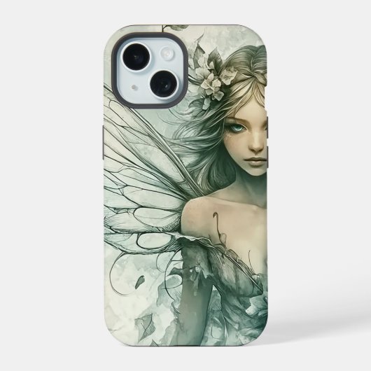 Mystical Sage Green Fairy iPhone 15 Case (Achterkant)
