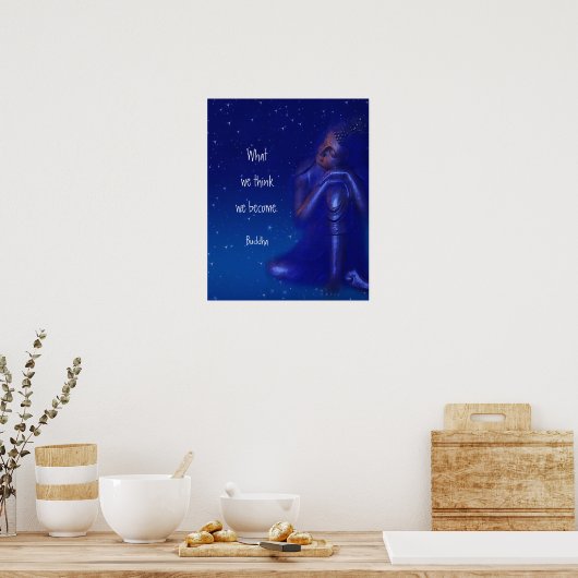 Mystical Sapphire Blue Buddha | Mindfulness Quote Poster (Keuken)