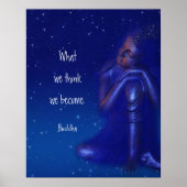 Mystical Sapphire Blue Buddha | Mindfulness Quote Poster (Voorkant)