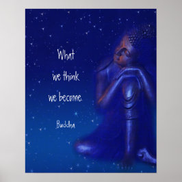 Mystical Sapphire Blue Buddha | Mindfulness Quote Poster
