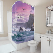 Mystical Shores: Echo's van Paarse schemering Douchegordijn (In situ)