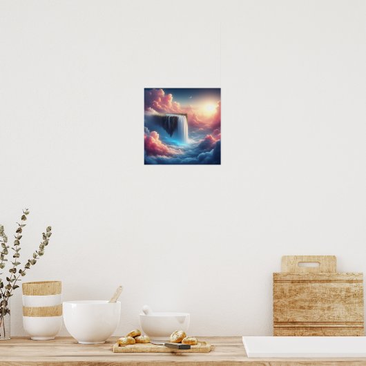 Mystical Sky Waterfall From Suspended Fantasy Poster (Keuken)