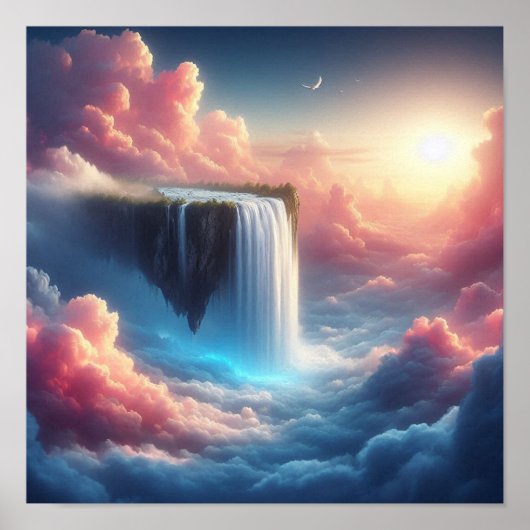 Mystical Sky Waterfall From Suspended Fantasy Poster (Voorkant)