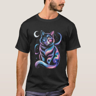 Mystical Space Kosmische Kat T-Shirt - Galaxy Kitt