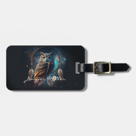 Mystical Space Owl with Dreamcatcher Art        Bagagelabel