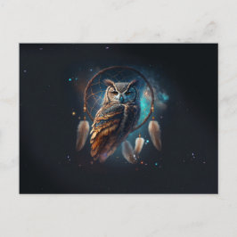 Mystical Space Owl with Dreamcatcher Art        Briefkaart